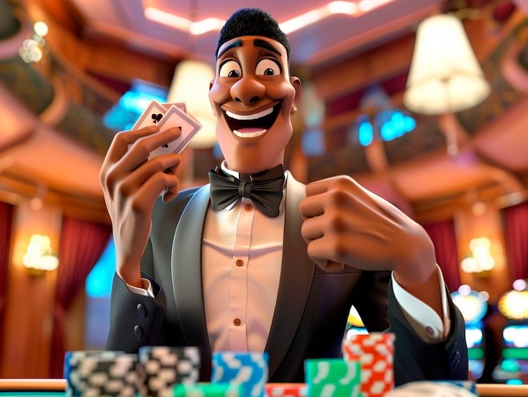 Visual mesin slot digital dengan tema cerah dan animasi dinamis